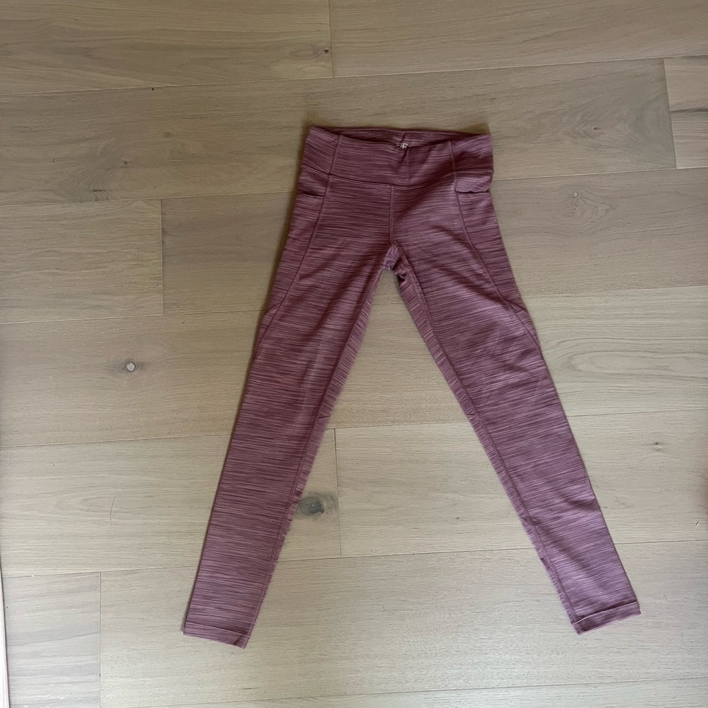 Pink and purple heather Athleta leggings.